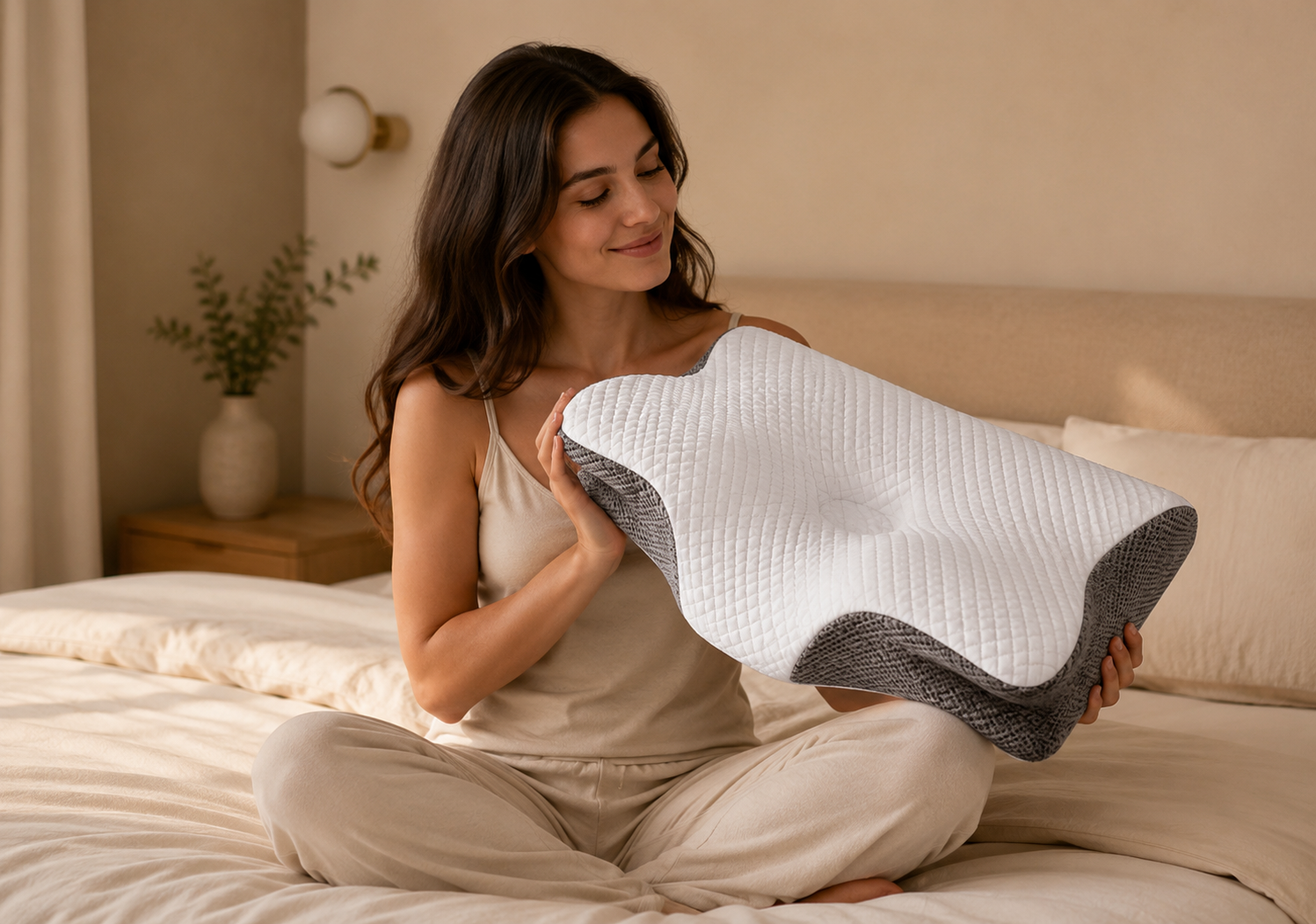 Calm bedroom with Aurelia pillow