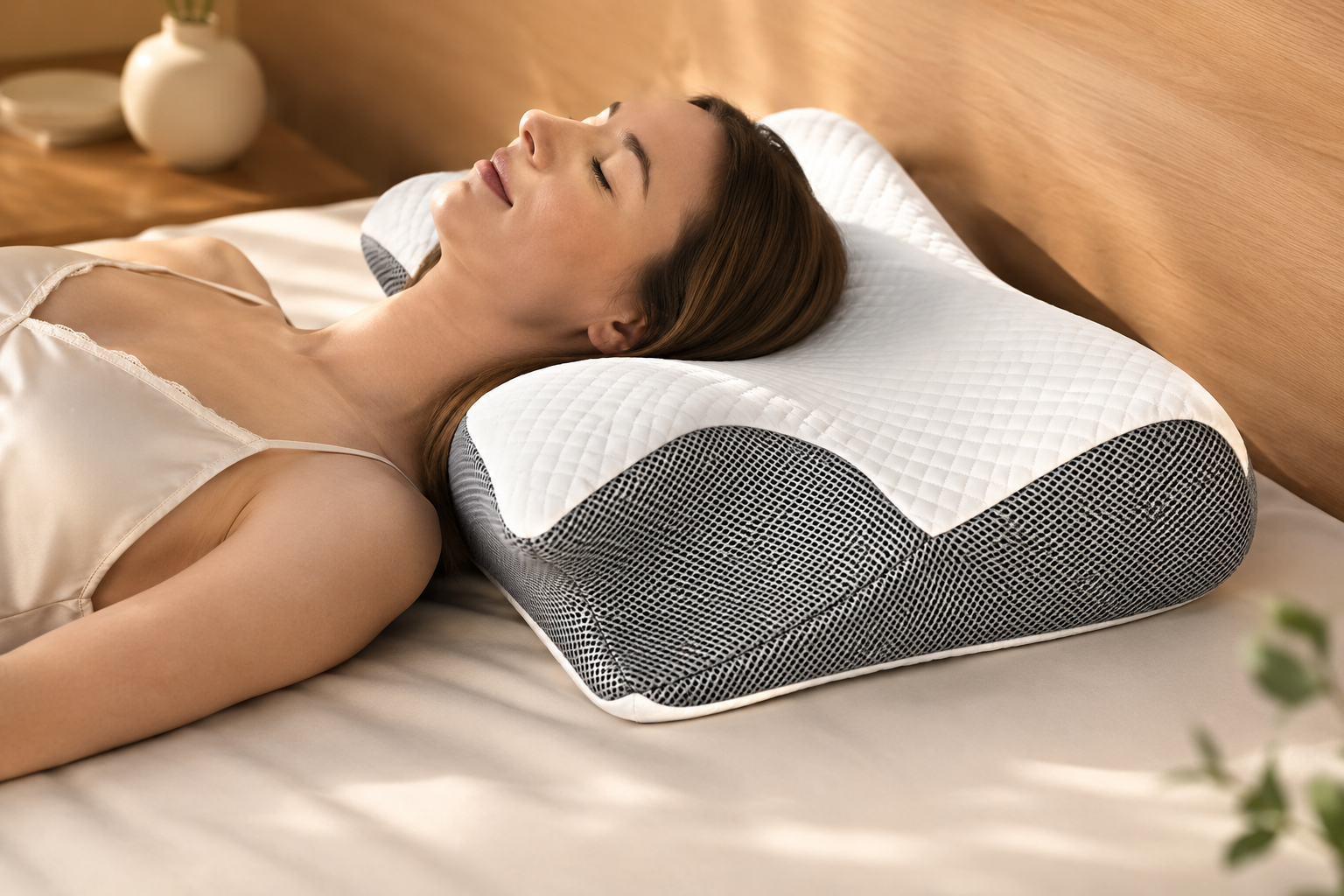 Side profile of contour pillow